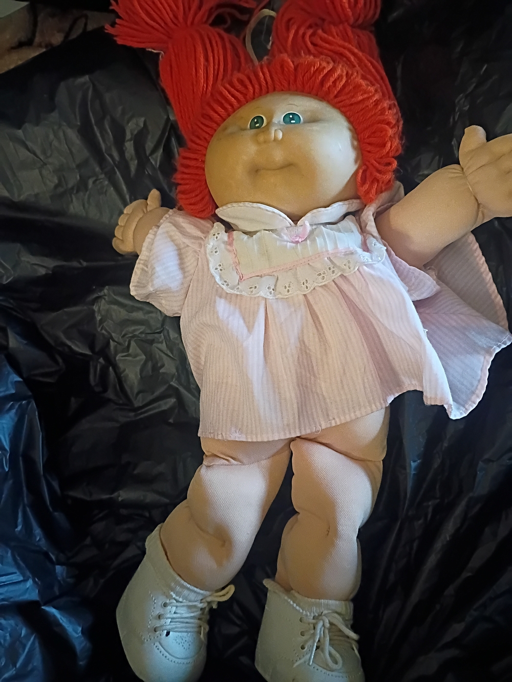 Red-Haired Plush Kids Doll in Pink Dress